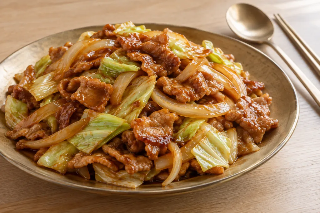 豚こま肉とキャベツの甘辛炒めの完成イメージ