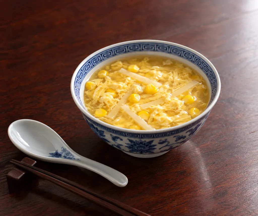 たけのこと卵の中華コーンスープの完成イメージ