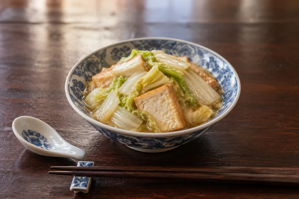 白菜と厚揚げの中華蒸しの完成イメージ