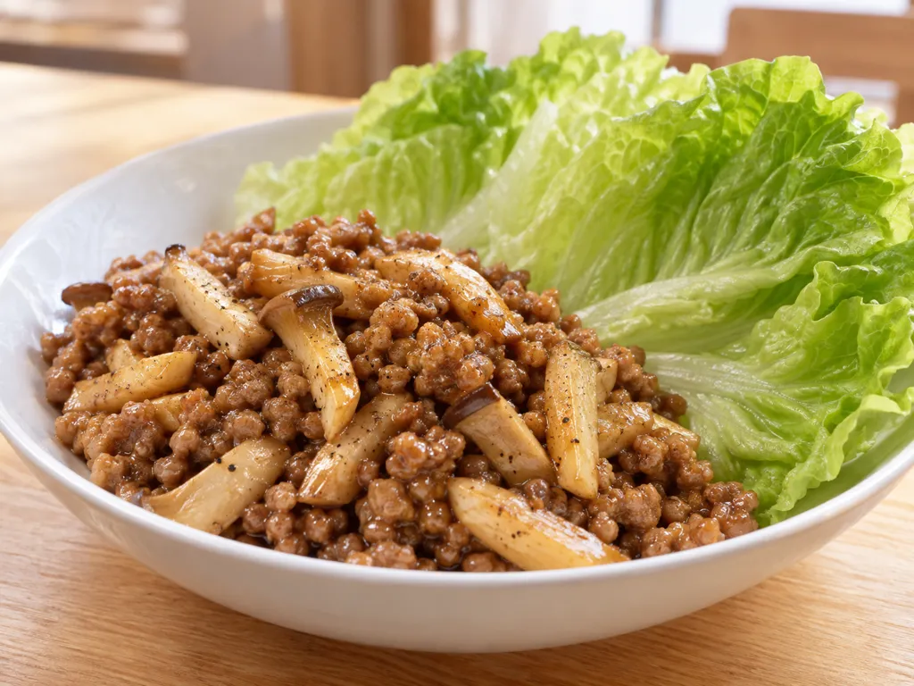 豚ひき肉とエリンギの中華レタス包みの完成イメージ