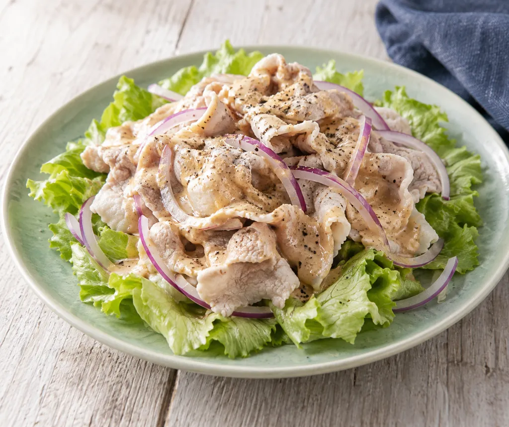 豚と紫玉ねぎの冷しゃぶごまだれの完成イメージ