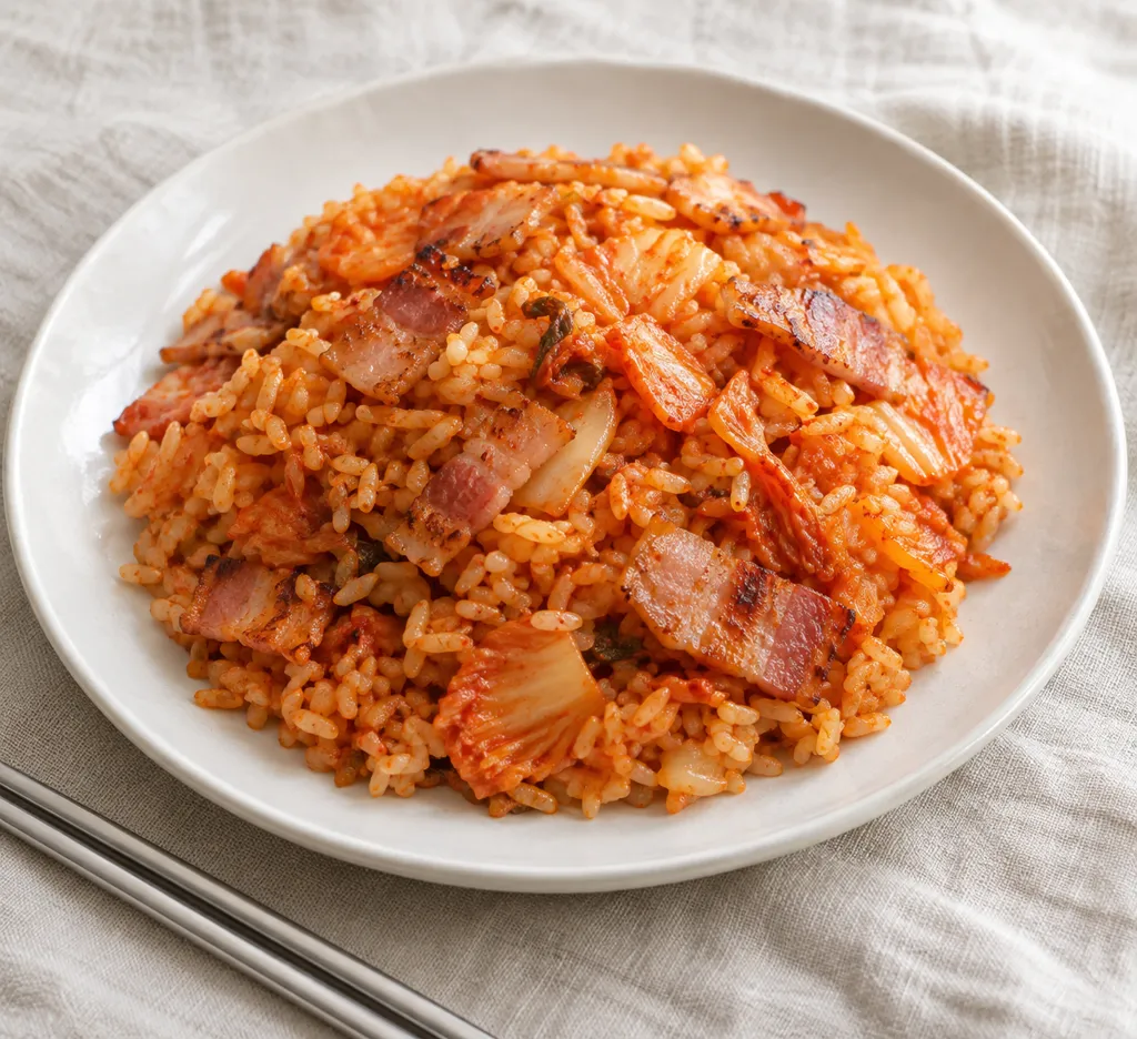 ベーコンとキムチのにんにく炒めごはんの完成イメージ
