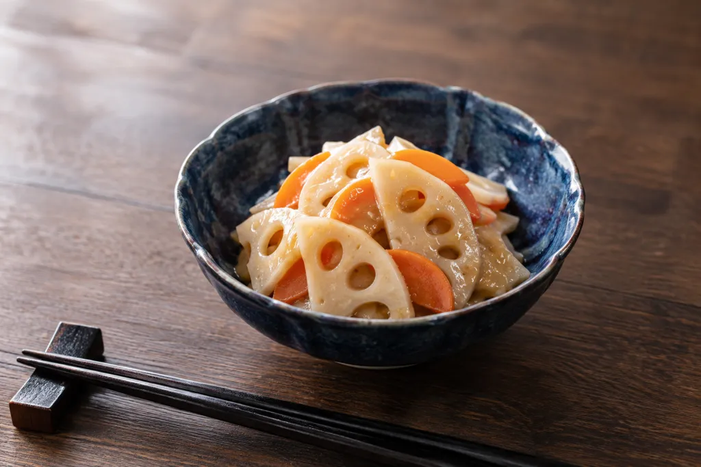 れんこんとにんじんの酢味噌和えの完成イメージ