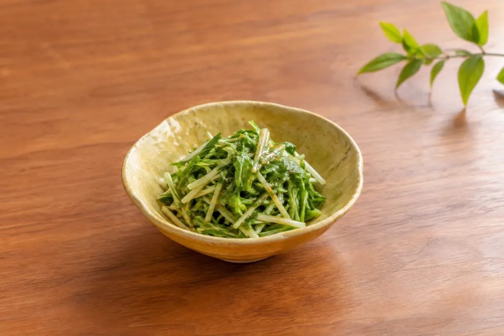 水菜のしょうが酢醤油和えの完成イメージ