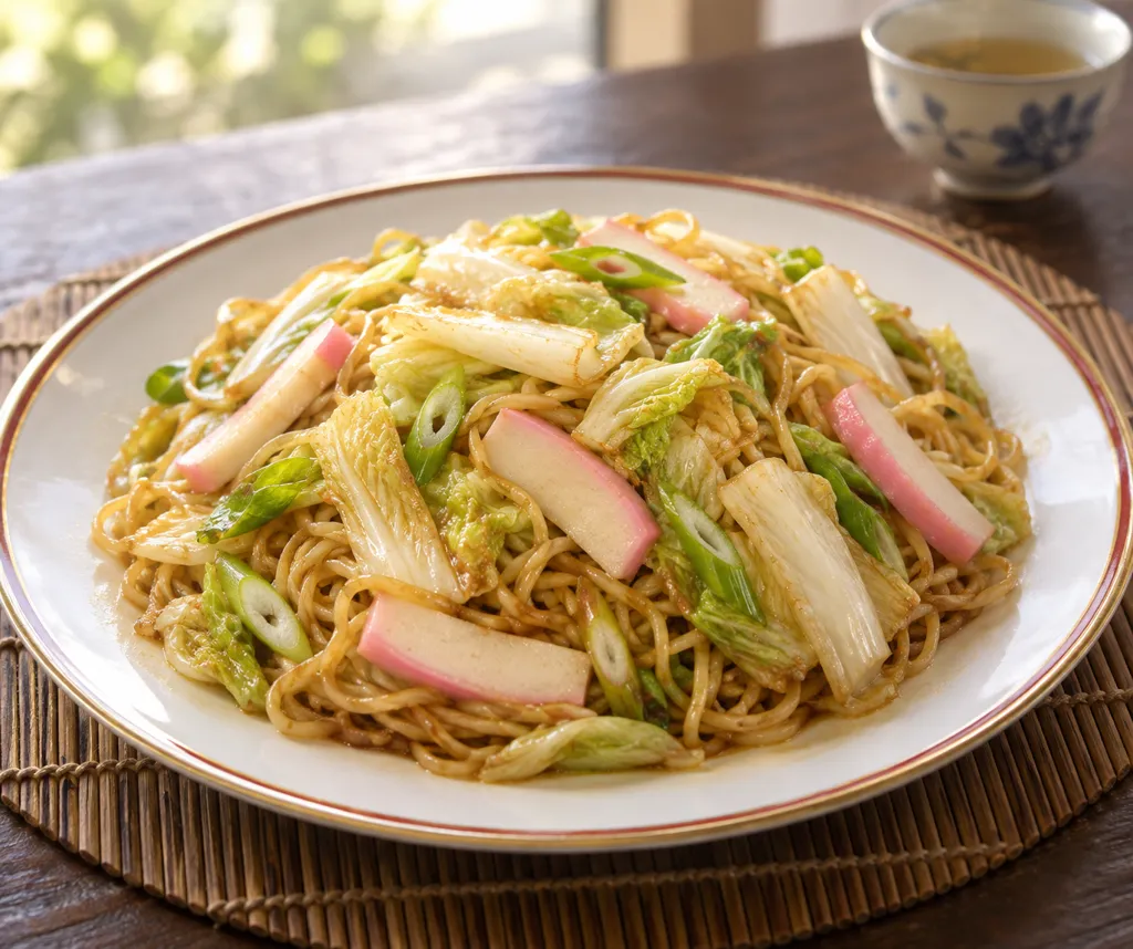 かまぼこと白菜の中華焼き麺の完成イメージ