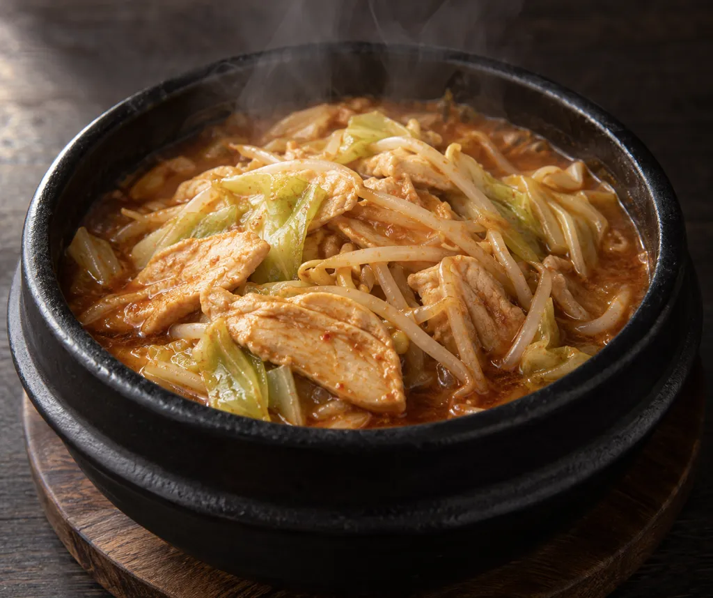 鶏むね肉とキャベツのピリ辛味噌煮の完成イメージ