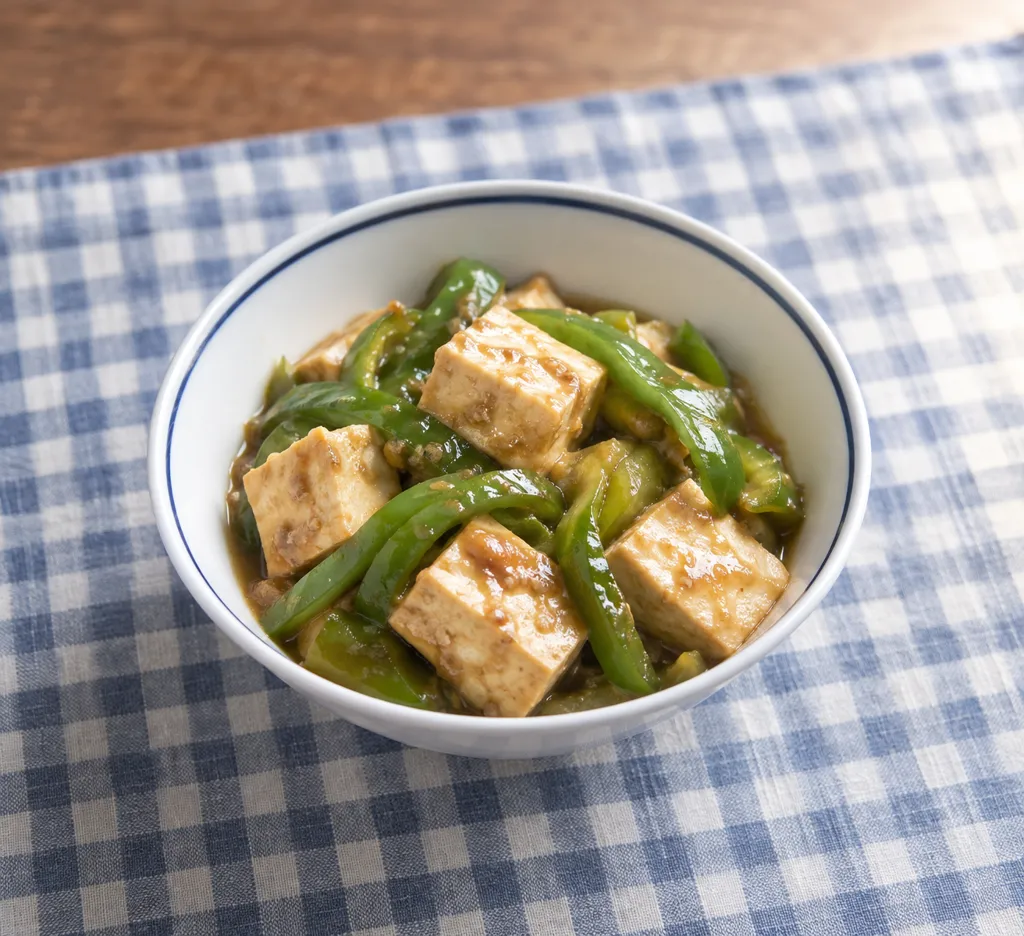 豆腐とピーマンの味噌煮の完成イメージ