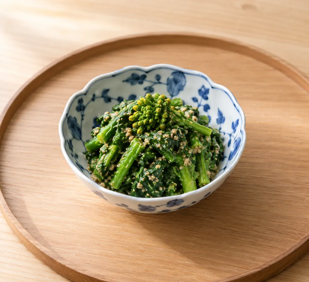 菜の花とすりごまのごま和えの完成イメージ