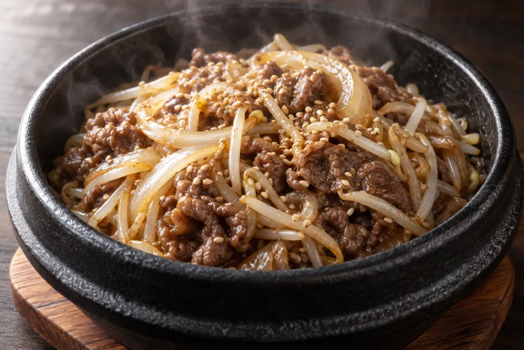 時短牛肉ともやしのプルコギの完成イメージ