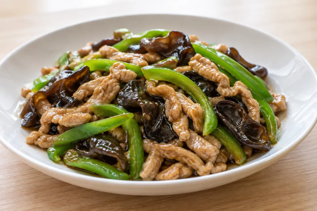 豚こま肉ときくらげの青椒肉絲の完成イメージ