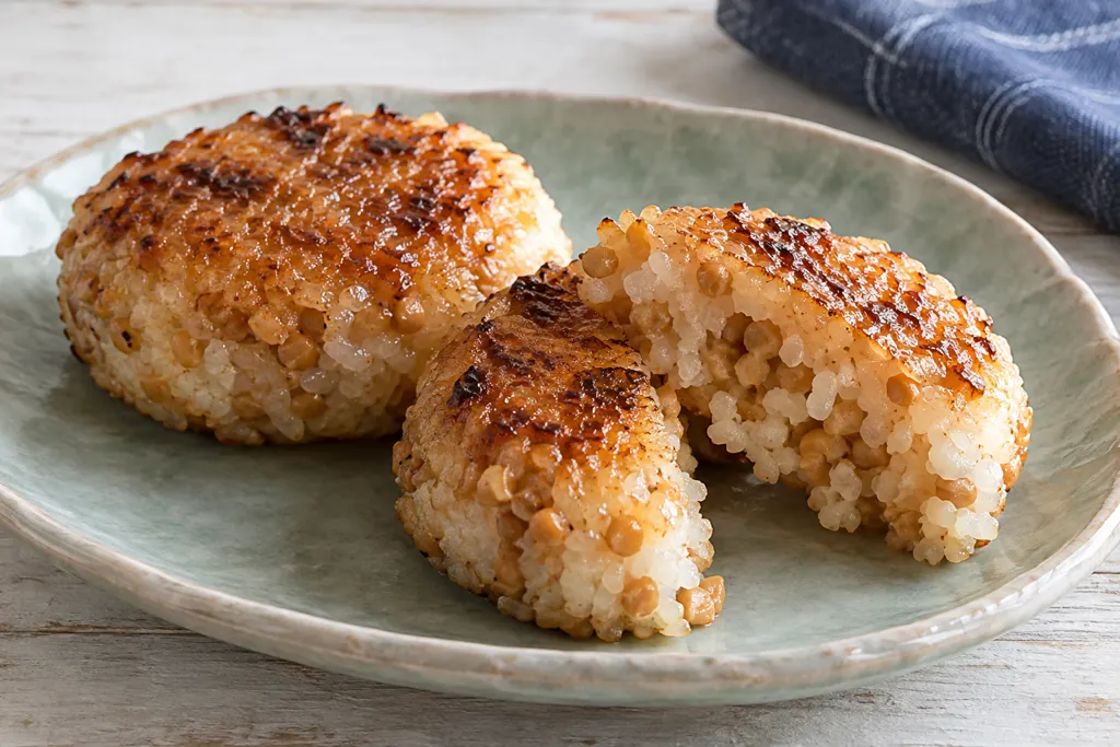 ひきわり納豆の味噌焼きおにぎりの完成イメージ