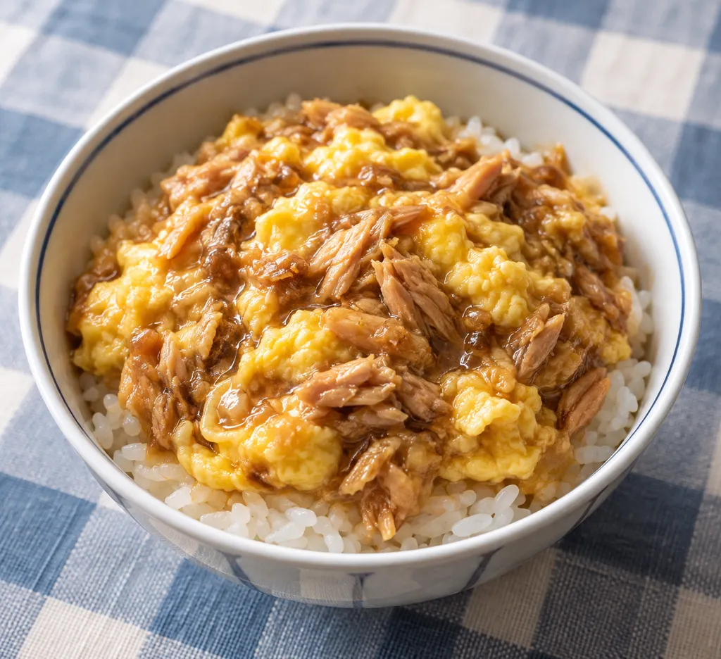 ツナと卵の甘辛丼の完成イメージ
