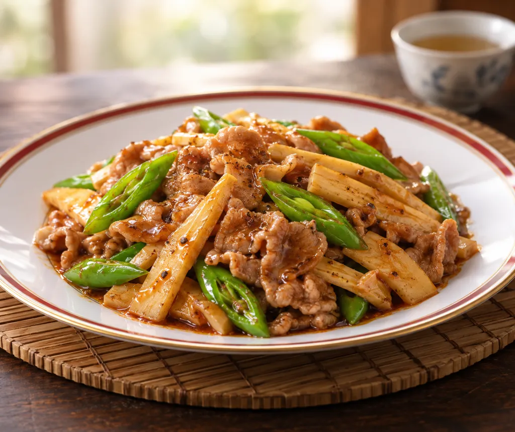 豚肉とたけのこの四川風炒めの完成イメージ