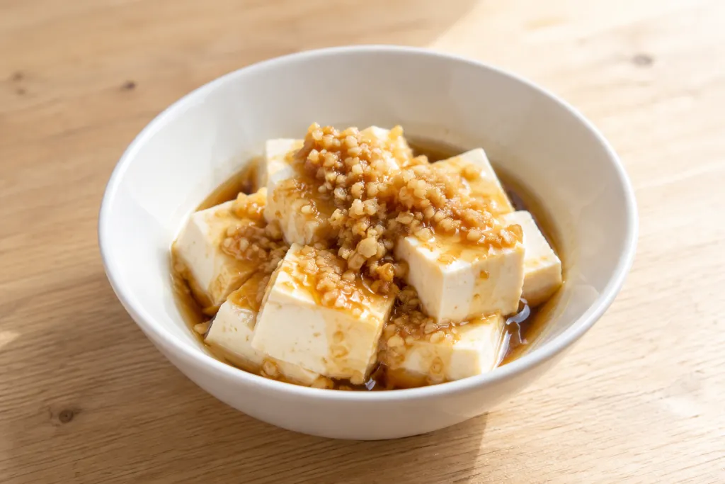 豆腐のにんにくだれがけの完成イメージ