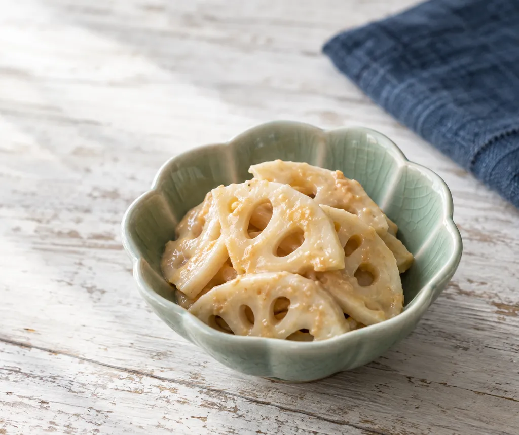 れんこんのにんにく酢味噌和えの完成イメージ