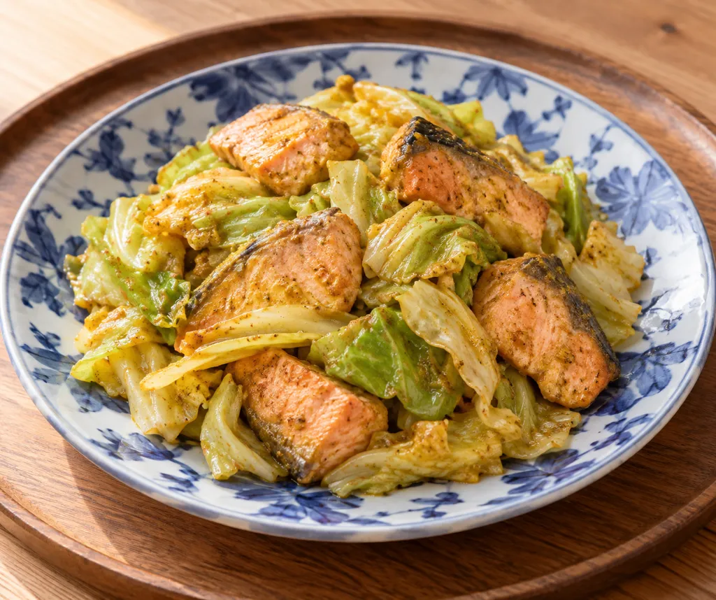 鮭とキャベツのカレー炒めの完成イメージ