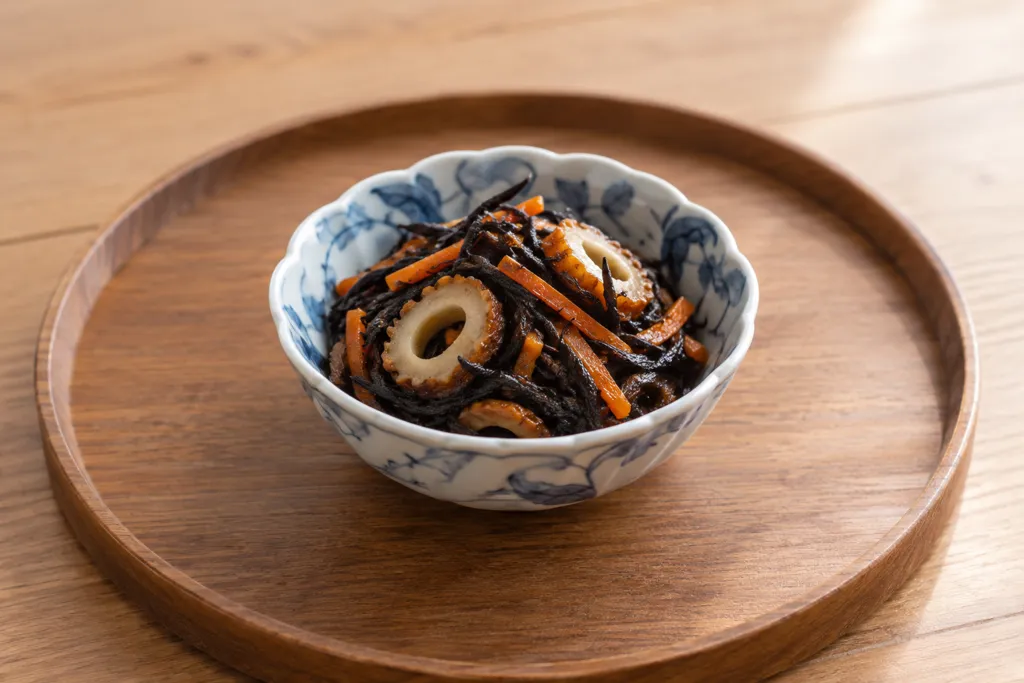 ひじきとちくわのにんじん入り煮物の完成イメージ