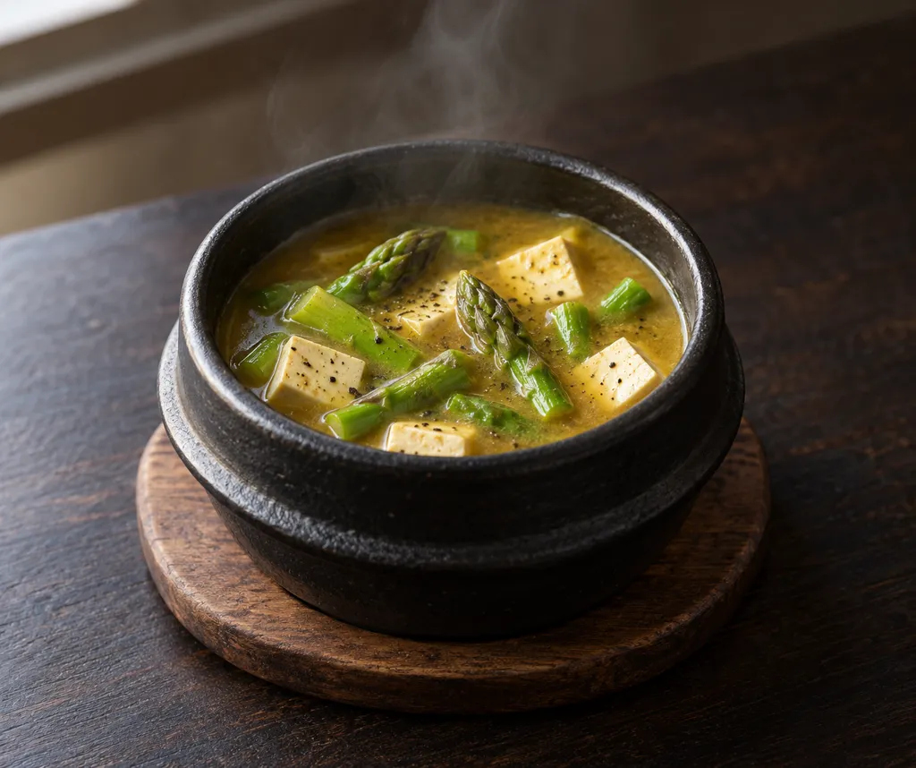 アスパラガスと豆腐のカレー野菜汁の完成イメージ