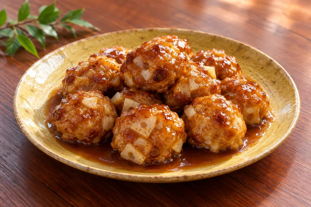 れんこんの鶏肉団子甘酢あんかけの完成イメージ