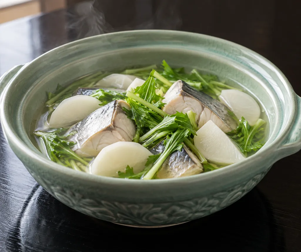 さわらとかぶの酸菜風鍋の完成イメージ