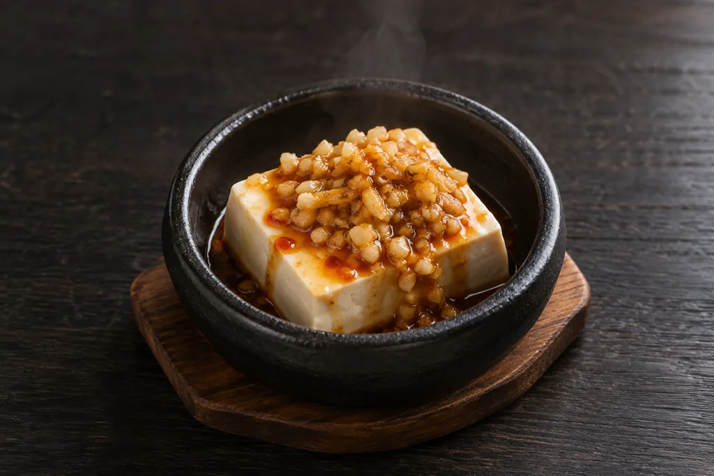 冷ややっこのにんにくだれがけの完成イメージ