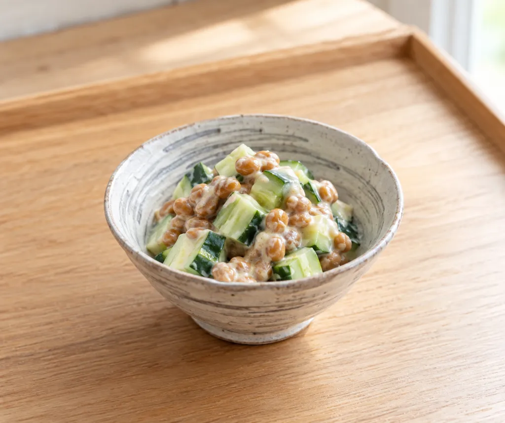 納豆ときゅうりのからしマヨ和えの完成イメージ