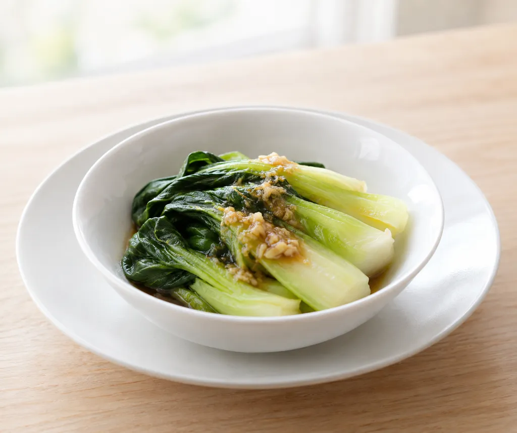 チンゲン菜の中華だれがけの完成イメージ