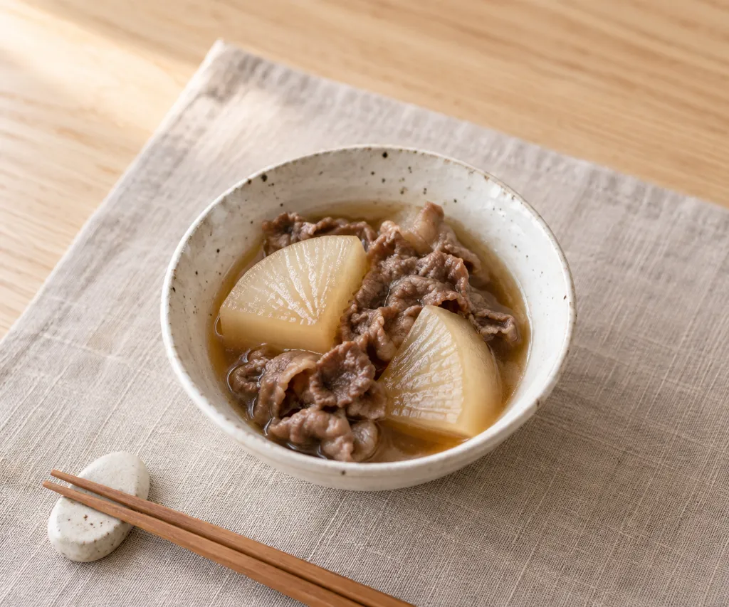 大根と牛こま肉の含め煮の完成イメージ