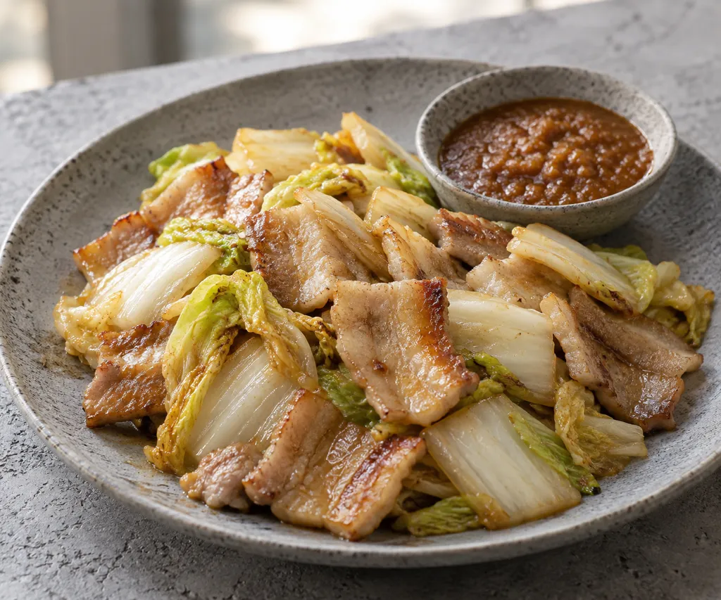 豚バラ肉と白菜のサムギョプサル炒めの完成イメージ
