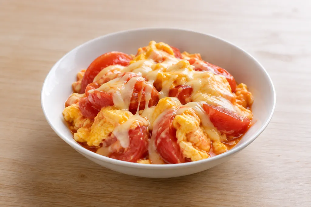 卵とトマトのとろけるチーズ炒めの完成イメージ