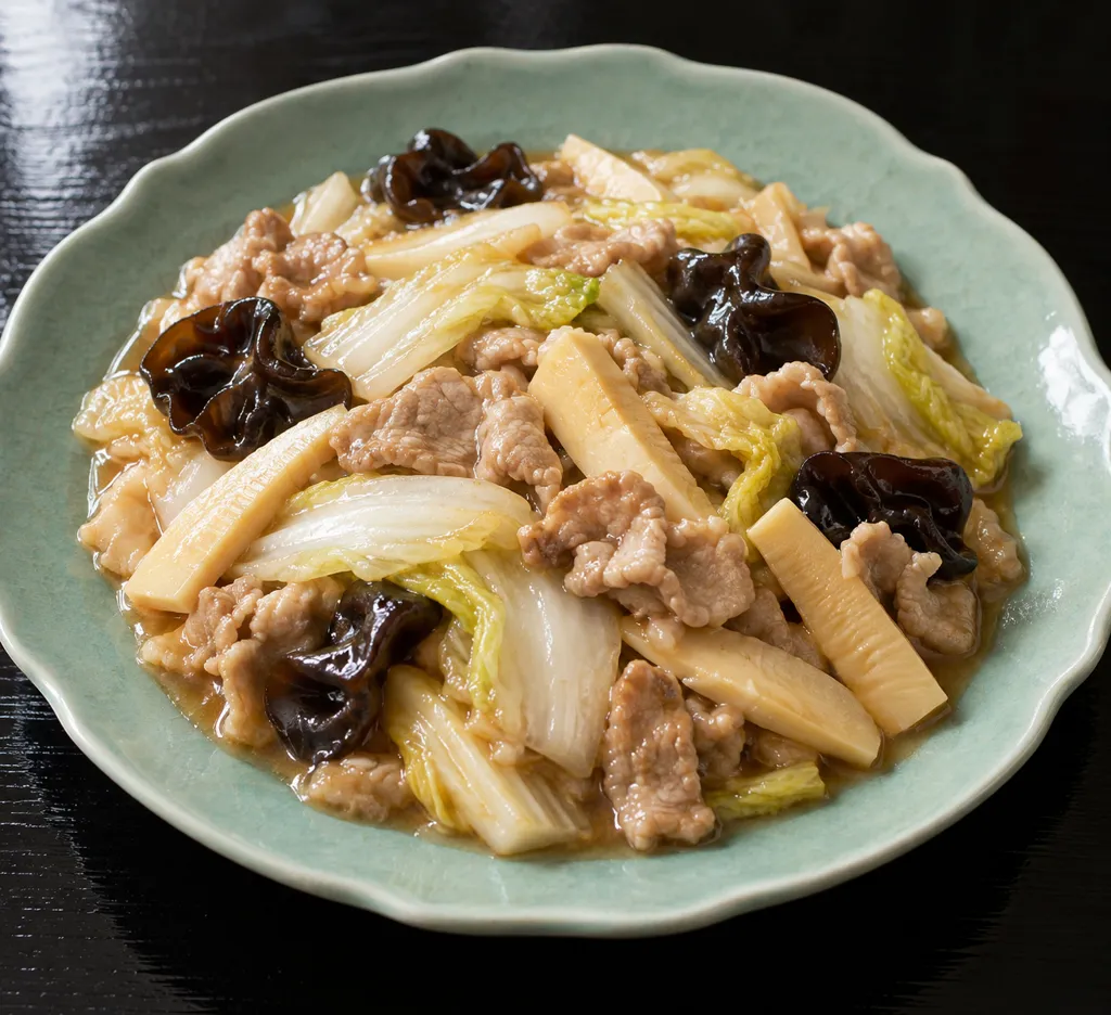 時短豚こま肉とたけのこの八宝菜あんの完成イメージ