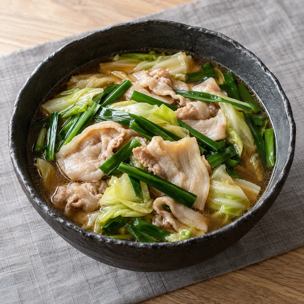 豚バラ肉とキャベツの醤油鍋の完成イメージ