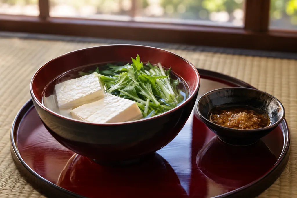 水菜の湯豆腐の完成イメージ