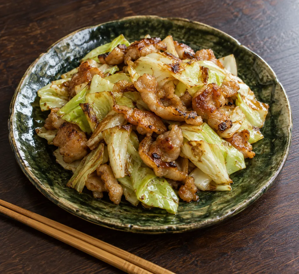 鶏皮とキャベツの香ばし塩炒めの完成イメージ
