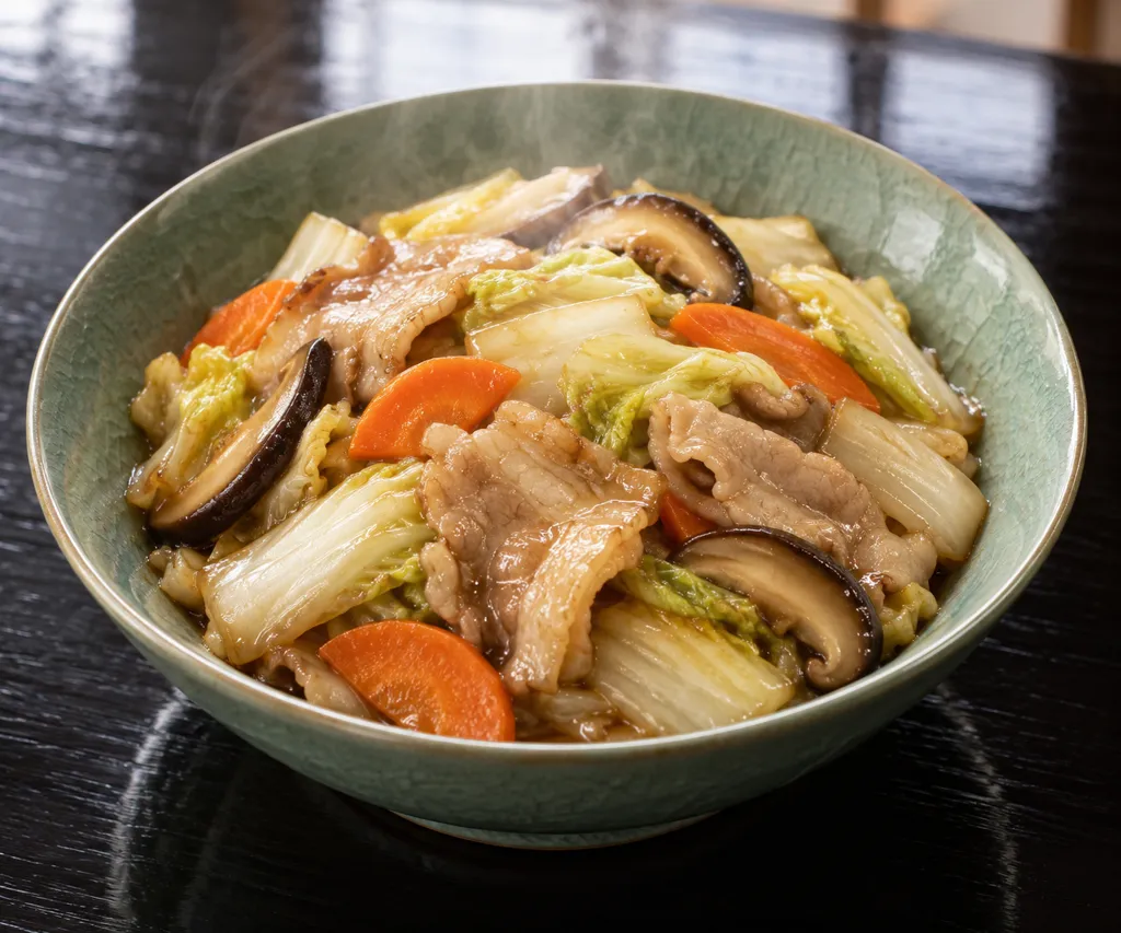 豚バラ肉と白菜の炒め物の完成イメージ