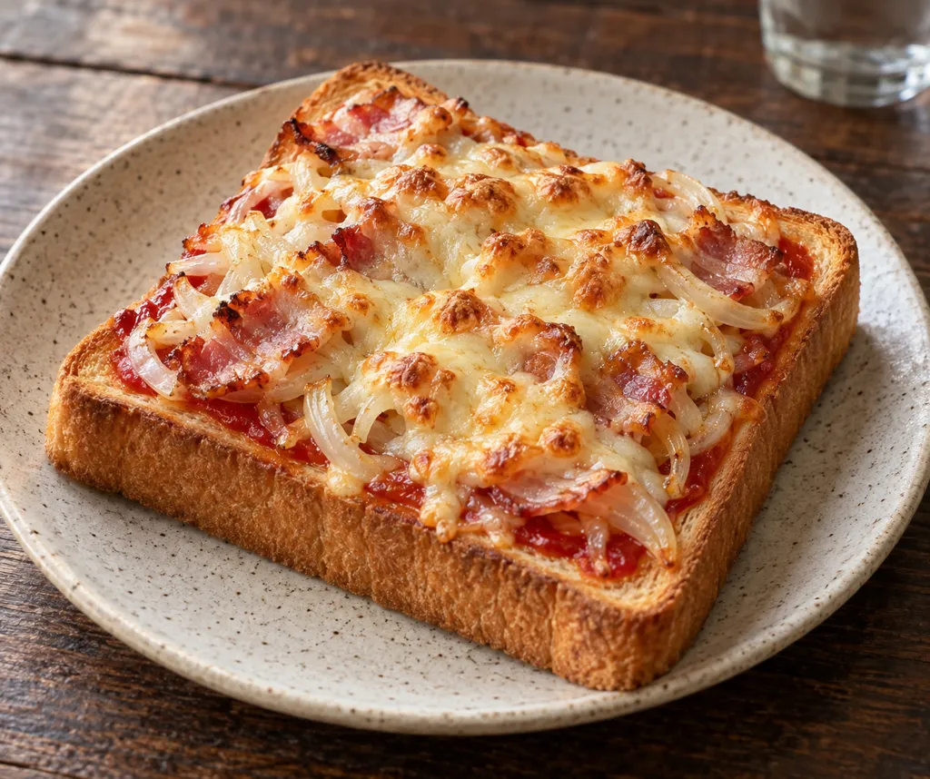 ベーコンと玉ねぎのピザトーストの完成イメージ