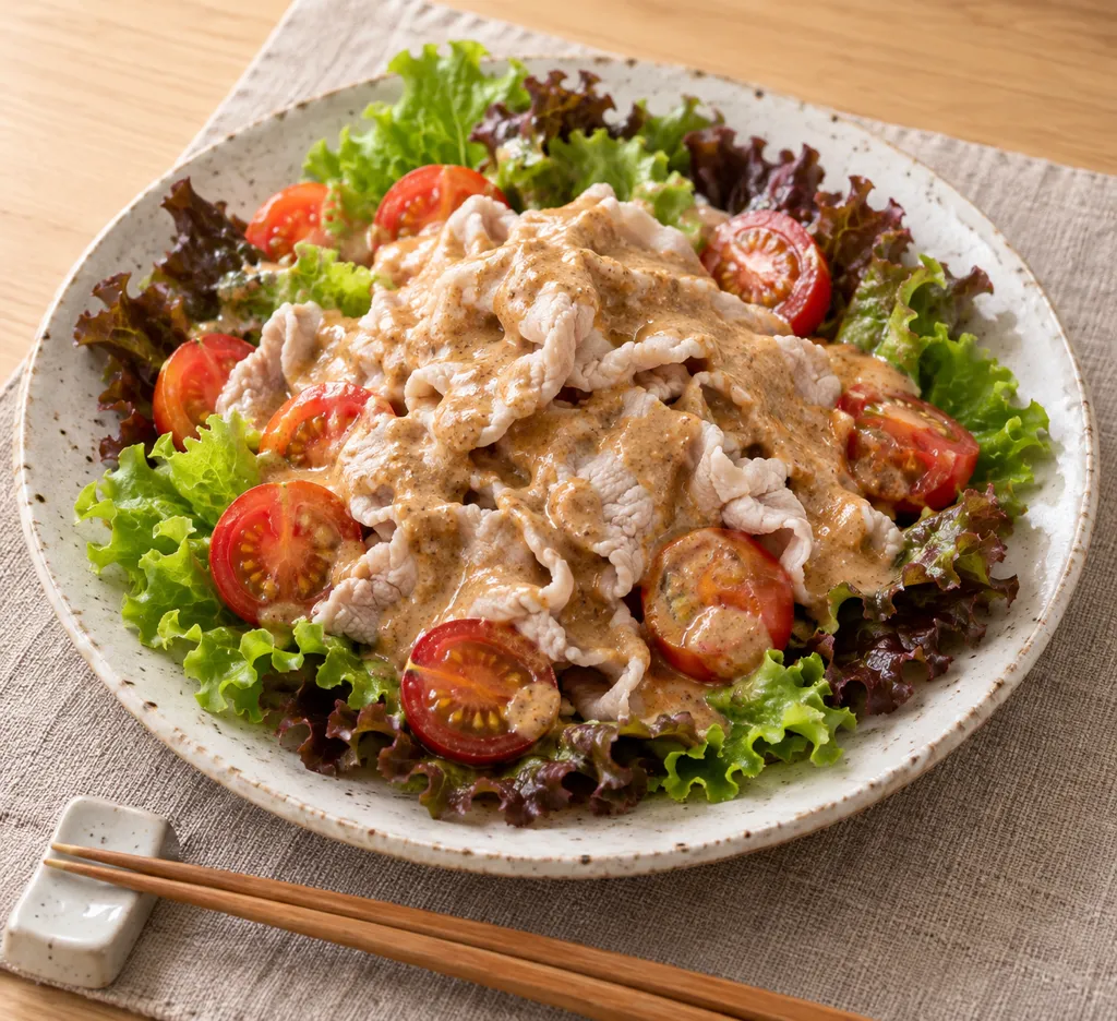 豚とミニトマトの冷しゃぶごまだれの完成イメージ