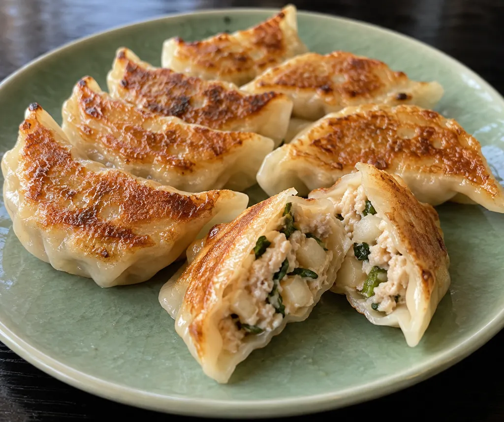 鶏ひき肉とれんこんの焼き餃子の完成イメージ