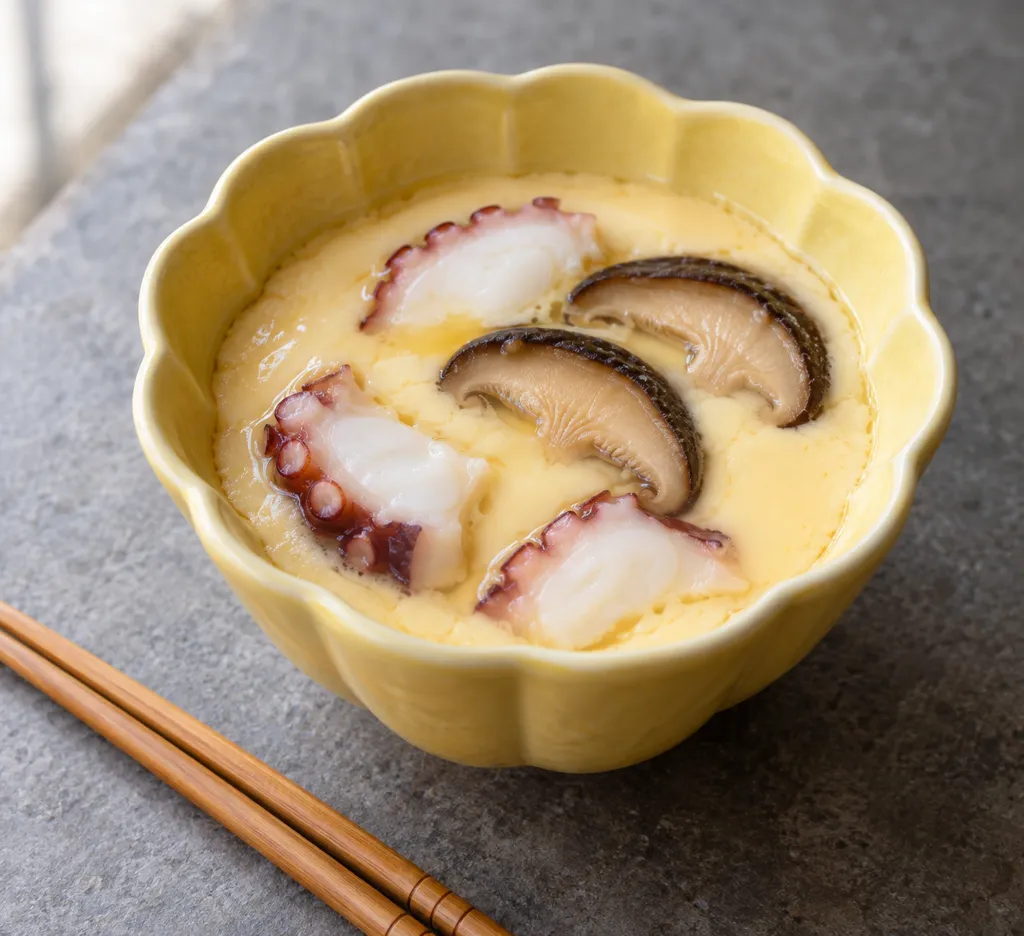 たことしいたけの中華茶碗蒸しの完成イメージ