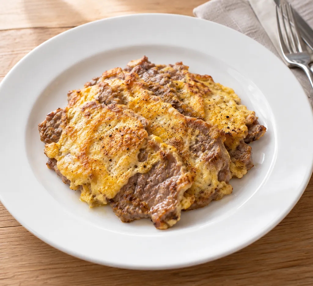 牛もも肉のチーズピカタの完成イメージ