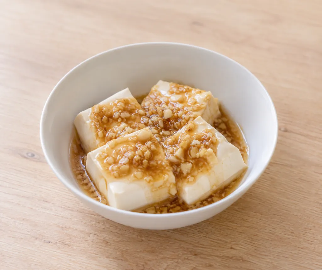 絹ごし豆腐のにんにくだれがけの完成イメージ