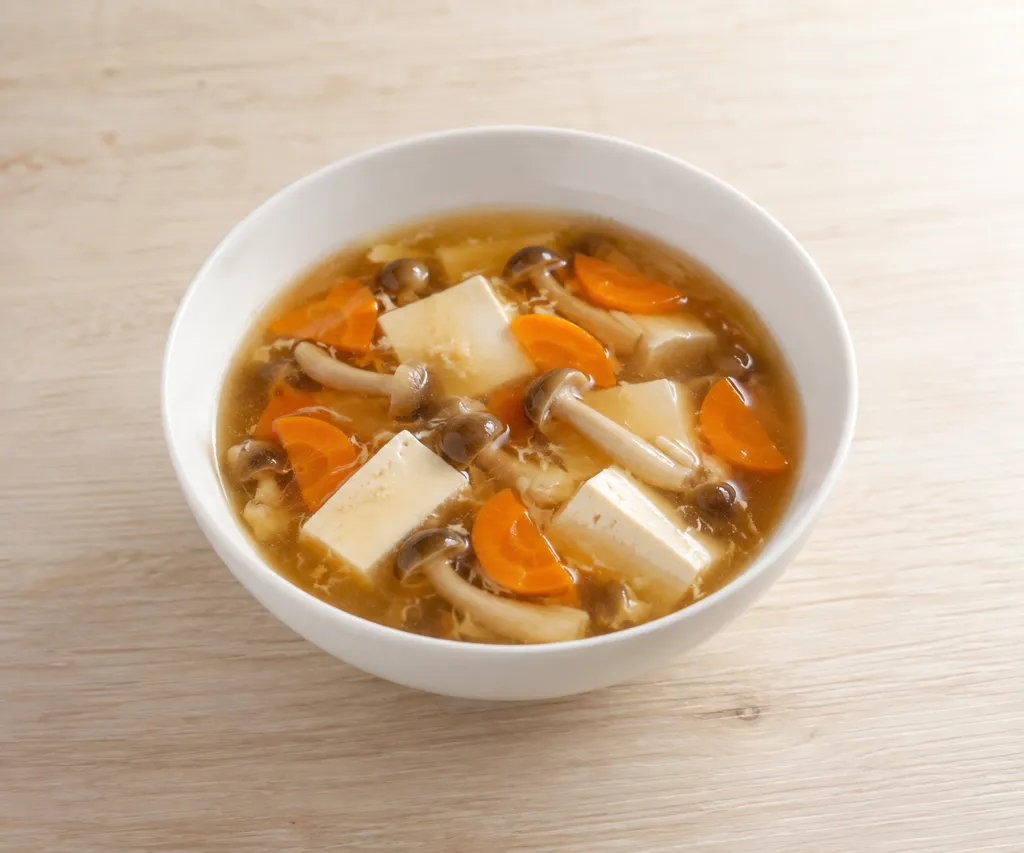 しめじと豆腐の酸辣スープの完成イメージ