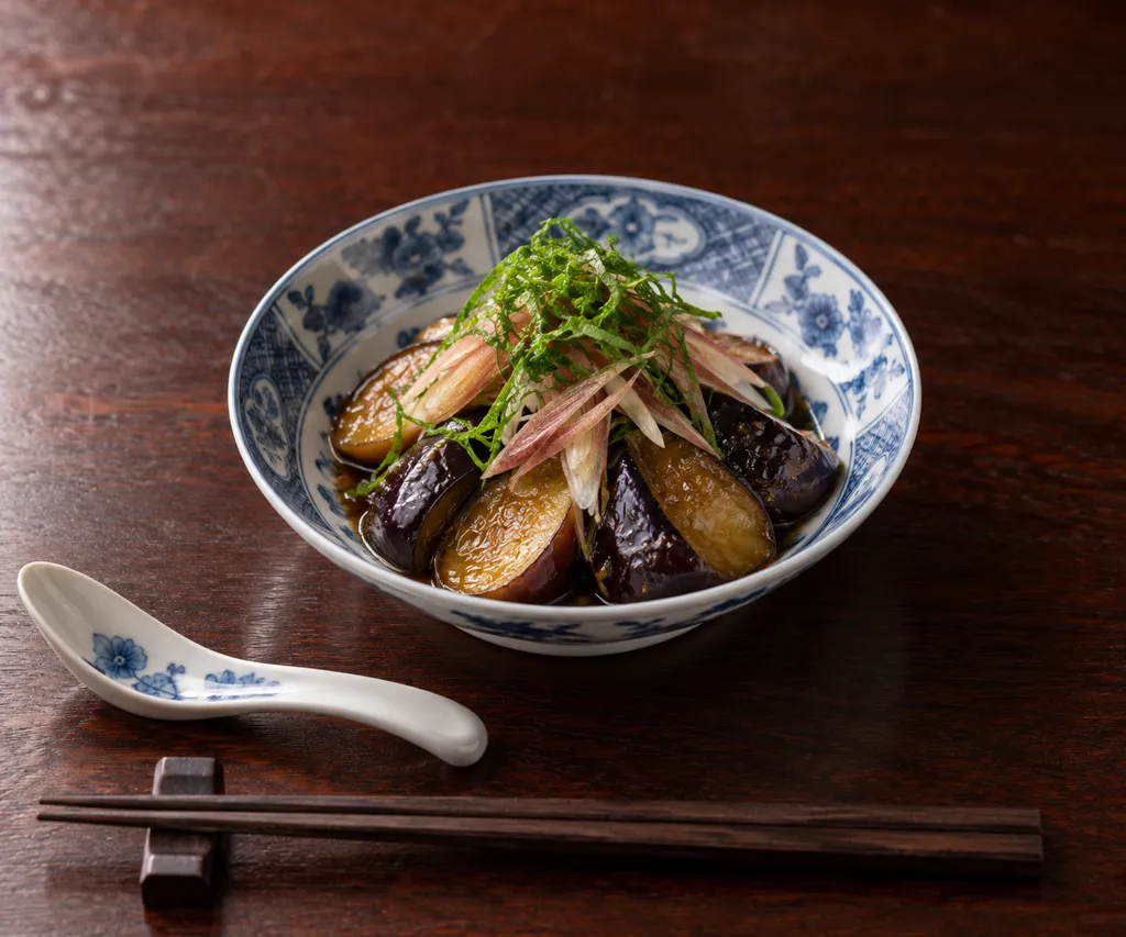 なすとみょうがの中華甘酢揚げ焼きの完成イメージ