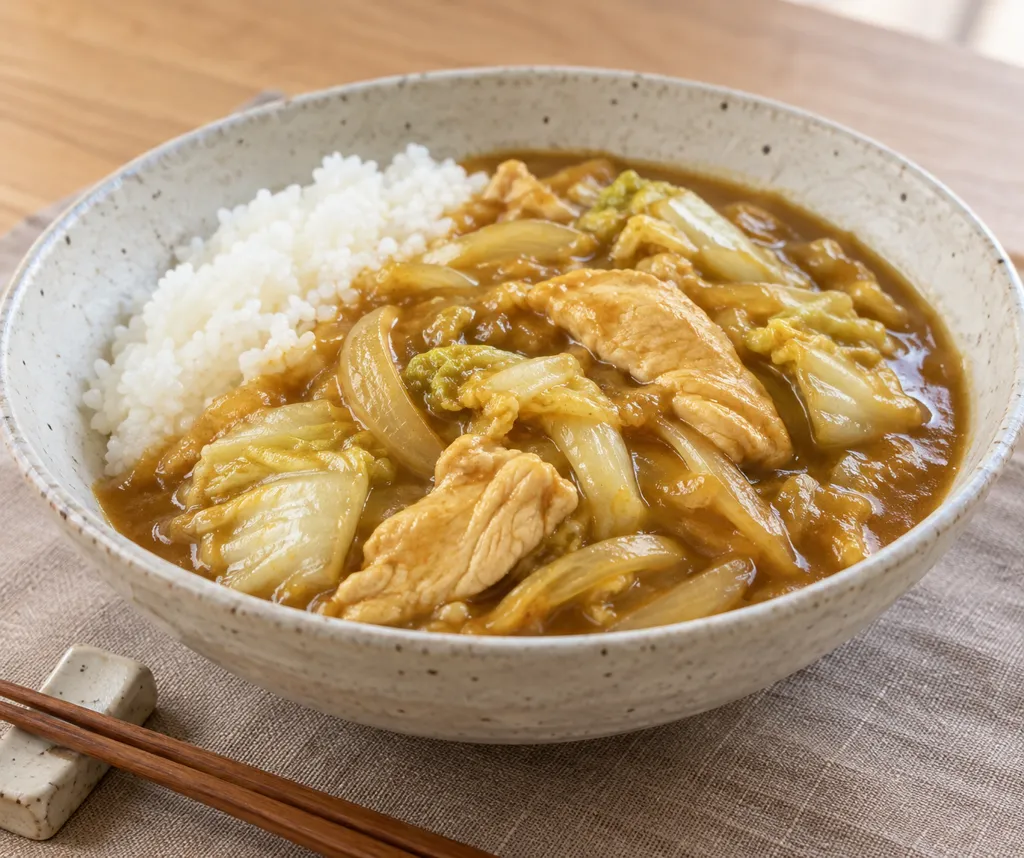 鶏むね肉と白菜の和風カレーの完成イメージ