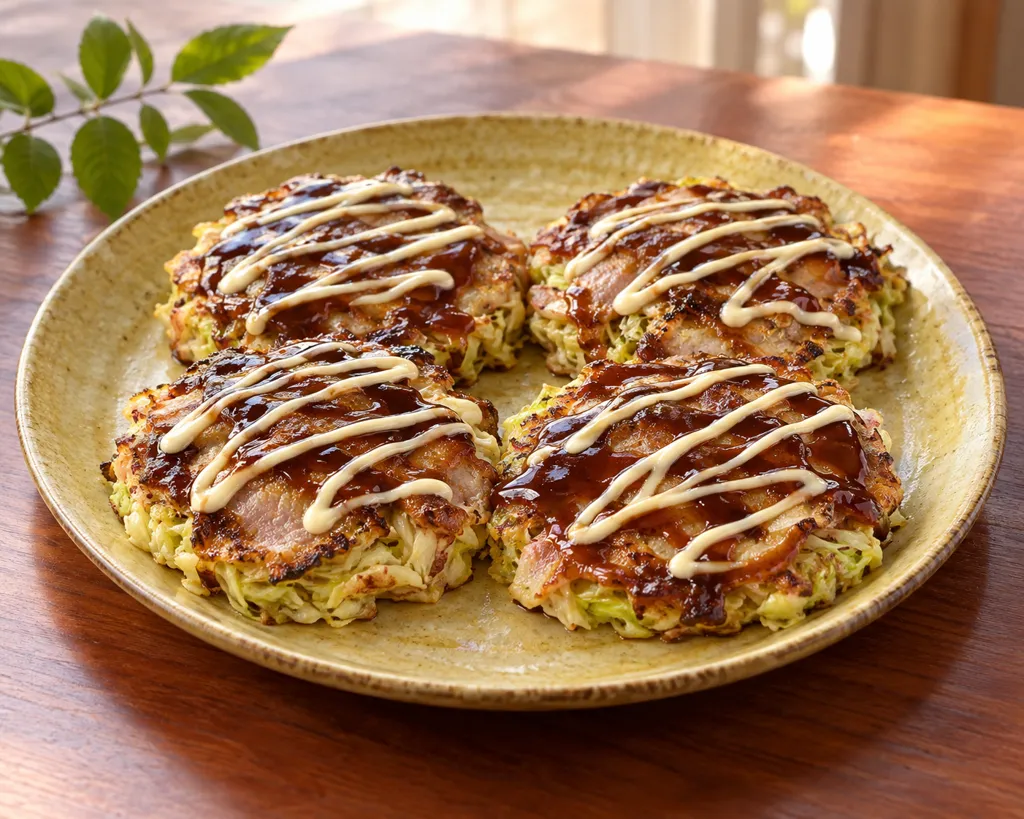 豚バラ肉とキャベツのお好み焼きの完成イメージ