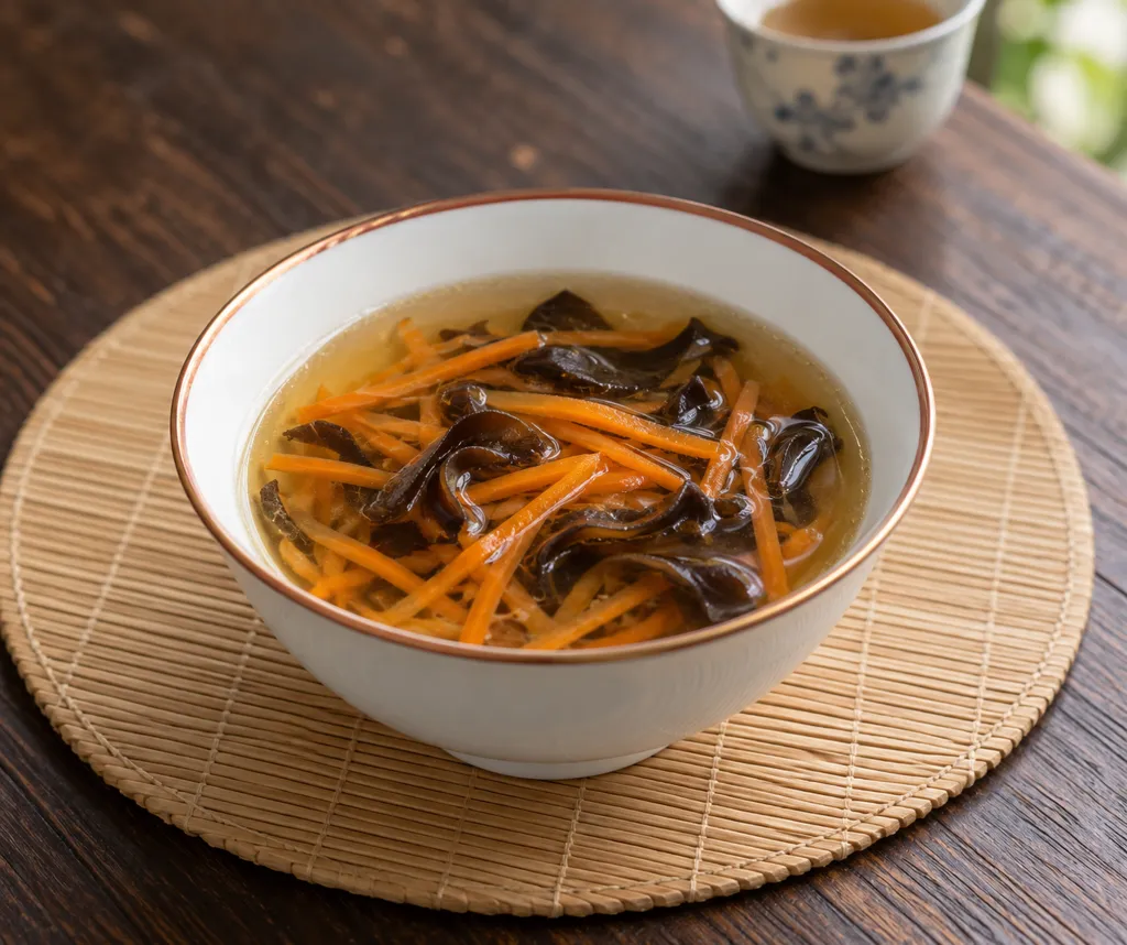 にんじんときくらげの中華スープの完成イメージ