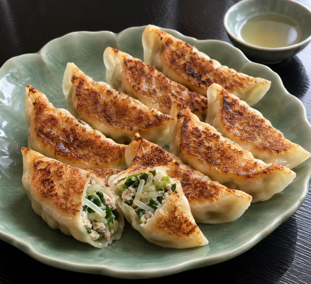 鶏ひき肉とニラの焼き餃子の完成イメージ