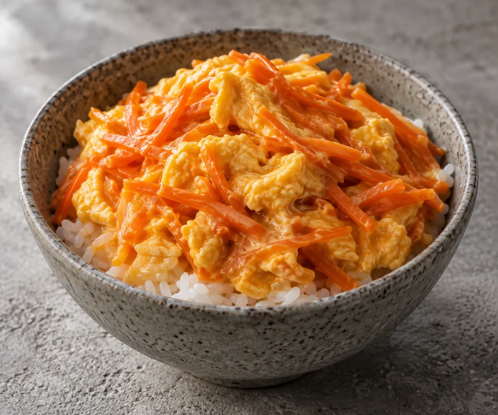 にんじんと卵の韓国卵丼の完成イメージ