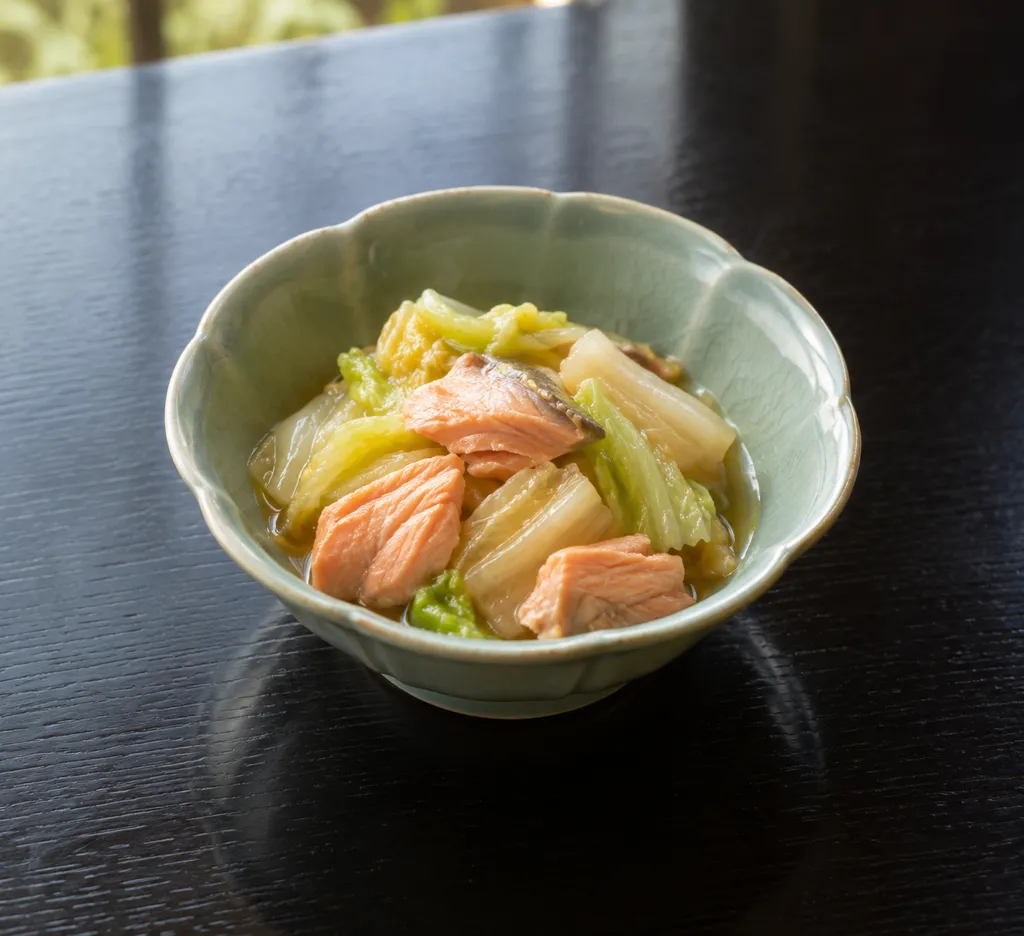 白菜と鮭の中華蒸しの完成イメージ
