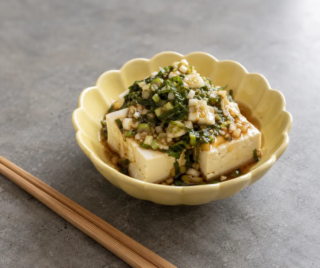 木綿豆腐とねぎの中華だれの完成イメージ